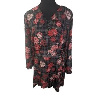 Torrid Black and Red Floral High Low Dress Tunic Plus Size 2